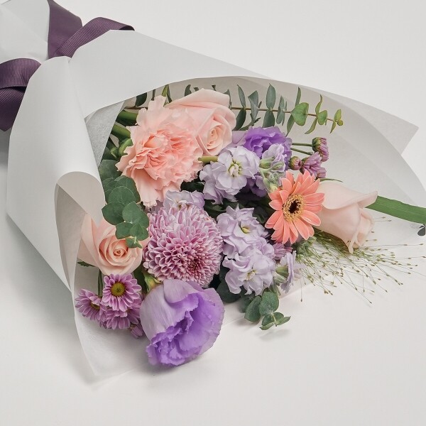 꽃집청년들,핑크 퍼플 꽃다발+빼빼로 5개