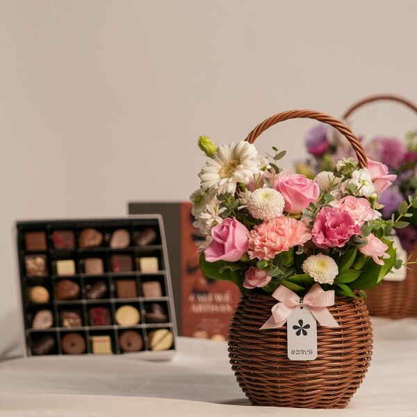 꽃집청년들,계절 꽃바구니+칼루위 초콜릿 25구