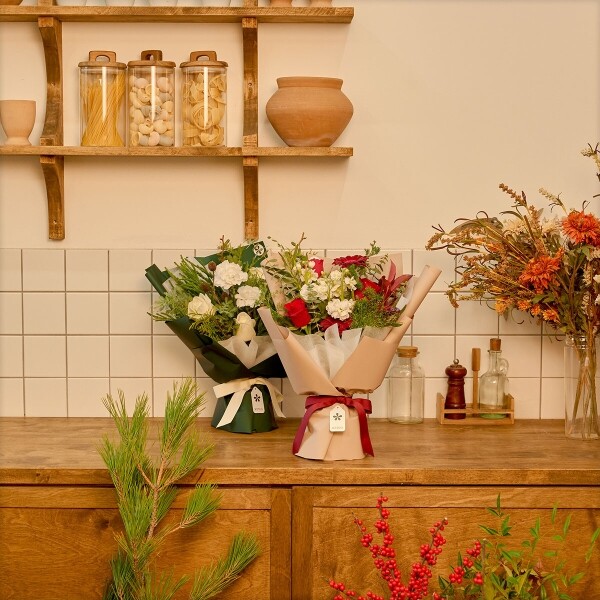 꽃집청년들,크리스마스 꽃다발+케이크