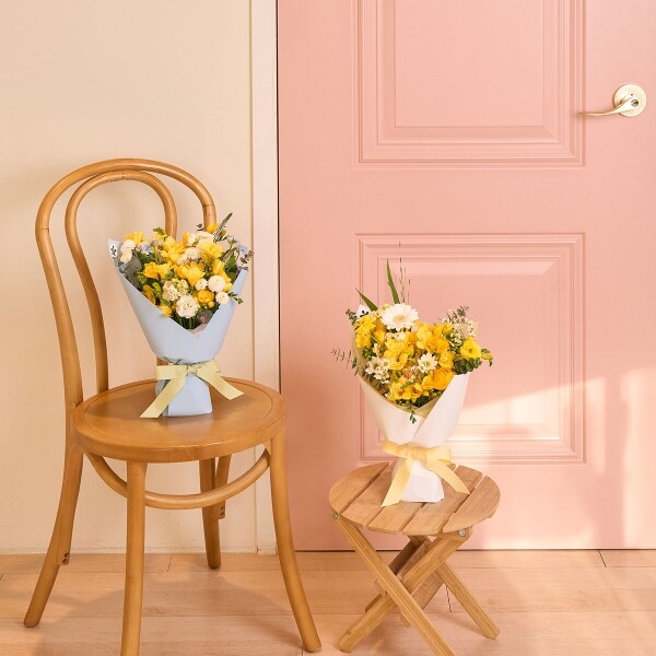 꽃집청년들,프리지아 시즌 꽃다발+페레로로쉐 8구