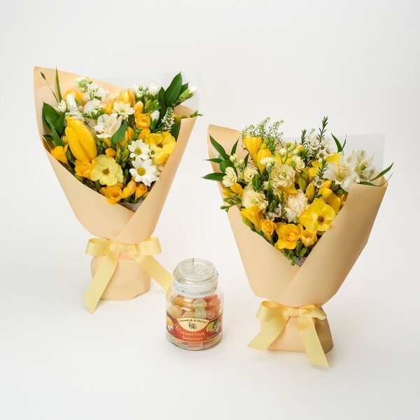 꽃집청년들,화이트데이 프리지아 꽃다발+사탕