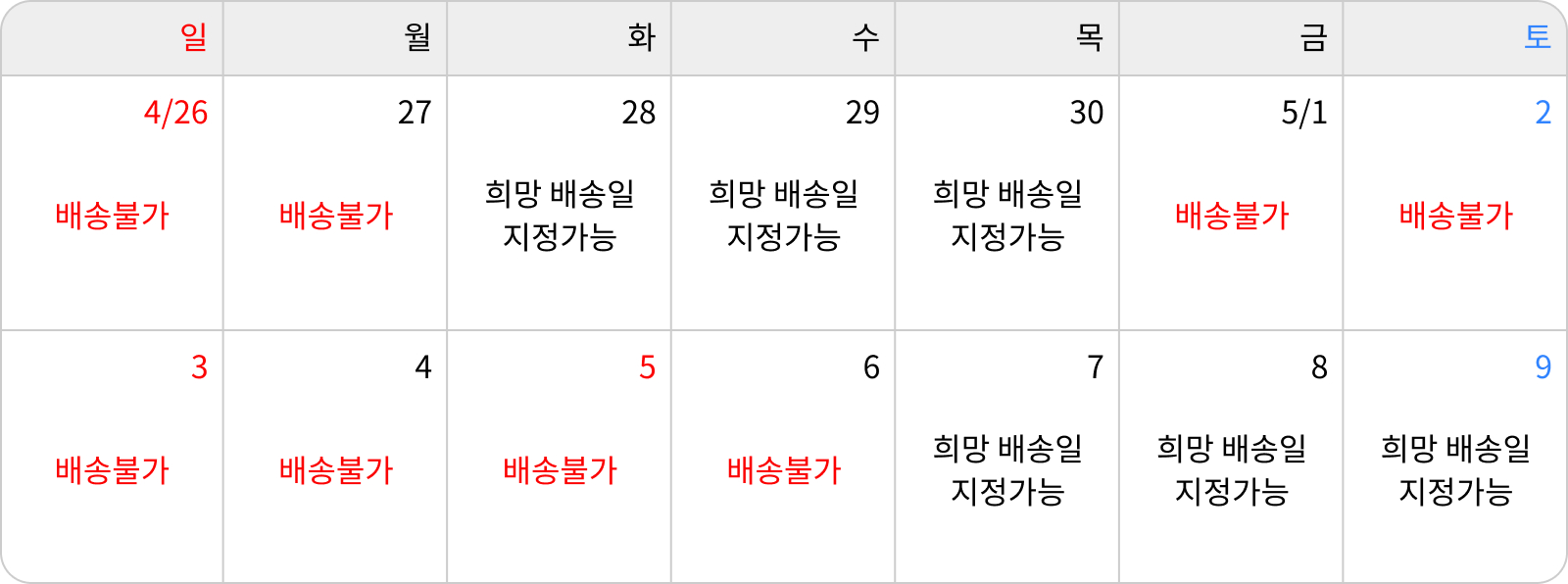 어버이날 배송안내