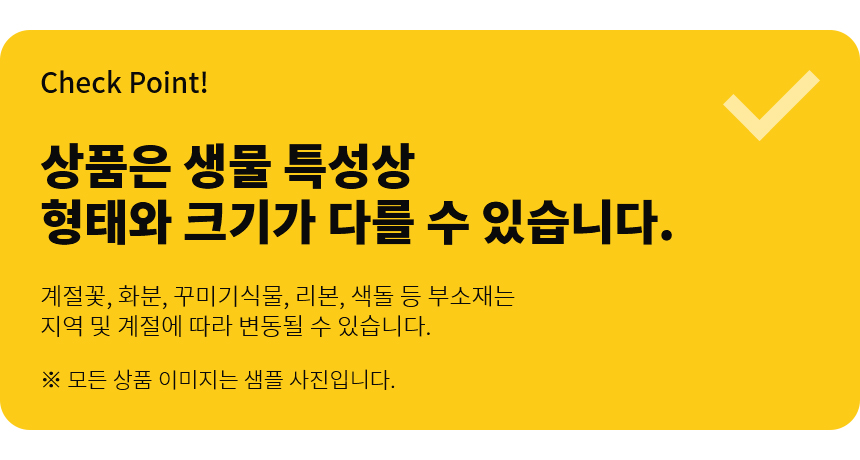 체크포인트! 상품은 생물 특성상 형태와 크기가 다를 수 있습니다.